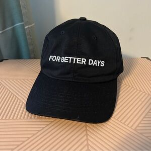 'For Better Days' Cap Black Baseball Hat White Embroidered Neutral Unisex Casual